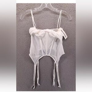 New Urban Outfitters Out From Under Modern Love Corset Top Mesh Sexy White Small
